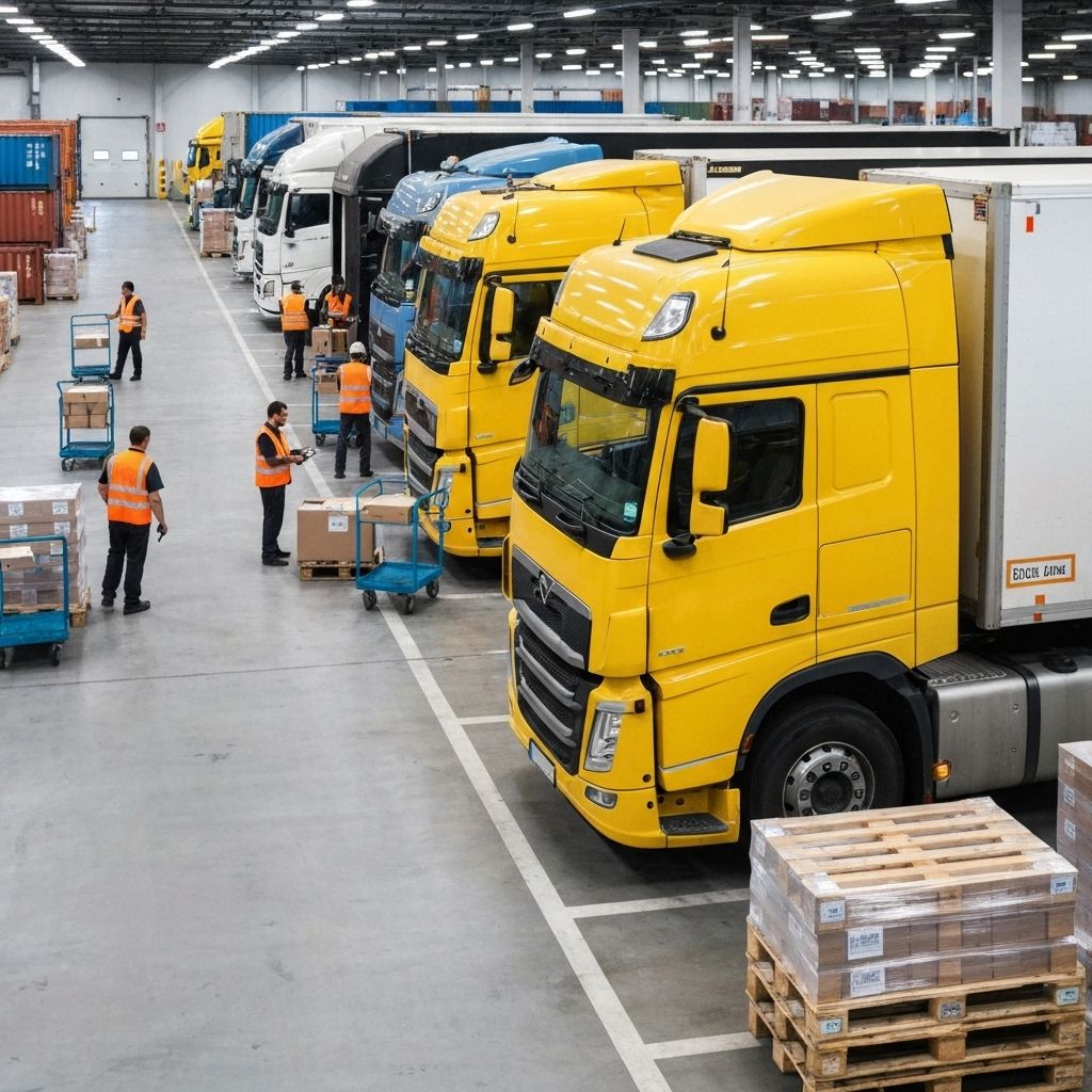 Truck loading operations at modern distribution center